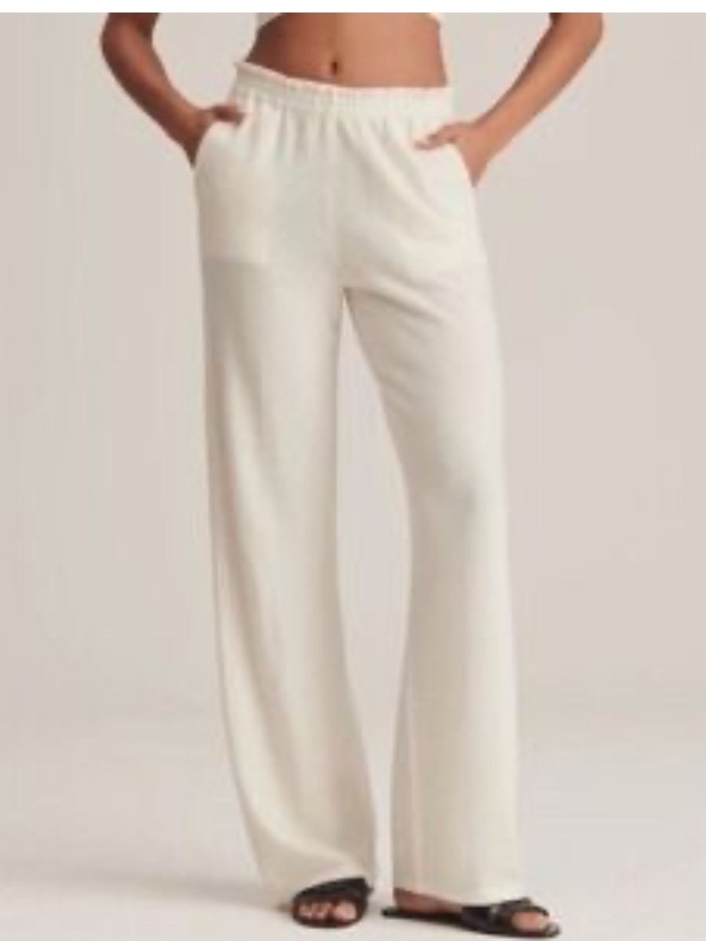 Naadam 100% Cashmere Wide-Leg Knit Cream Pants Size: S
